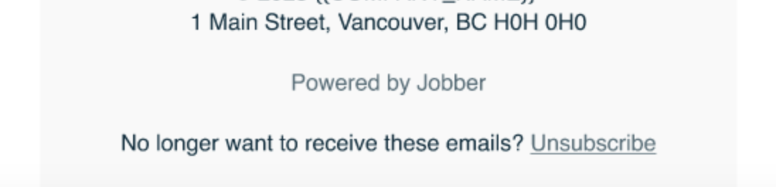 Unsubscribe link in a Jobber Campaigns email