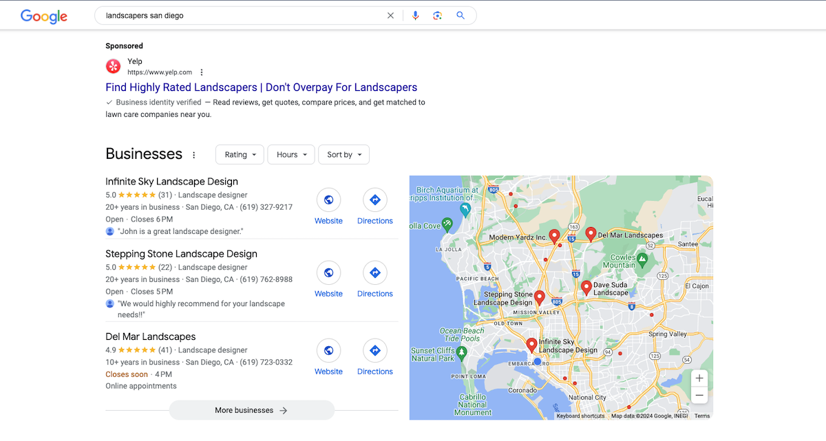 Google Business Profiles for landscapers