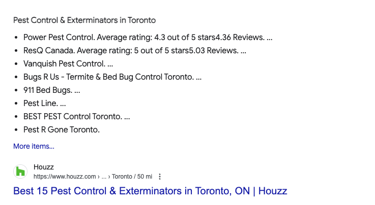 Pest control businesses ranked by online directory