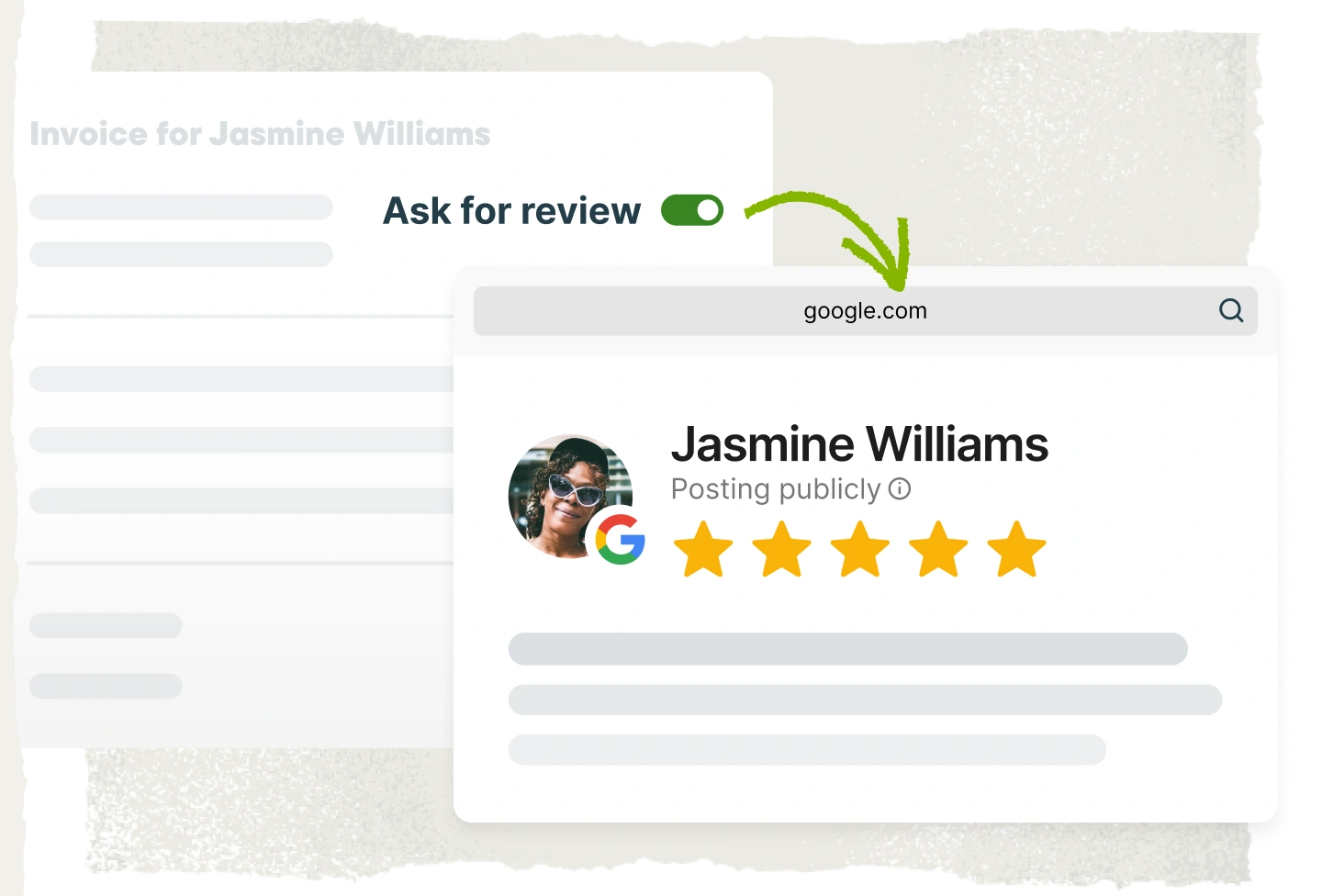Jobber's review request software lets you control when the 'ask for review' toggle is on, so you can collect reviews on jobs without the awkward ask.
