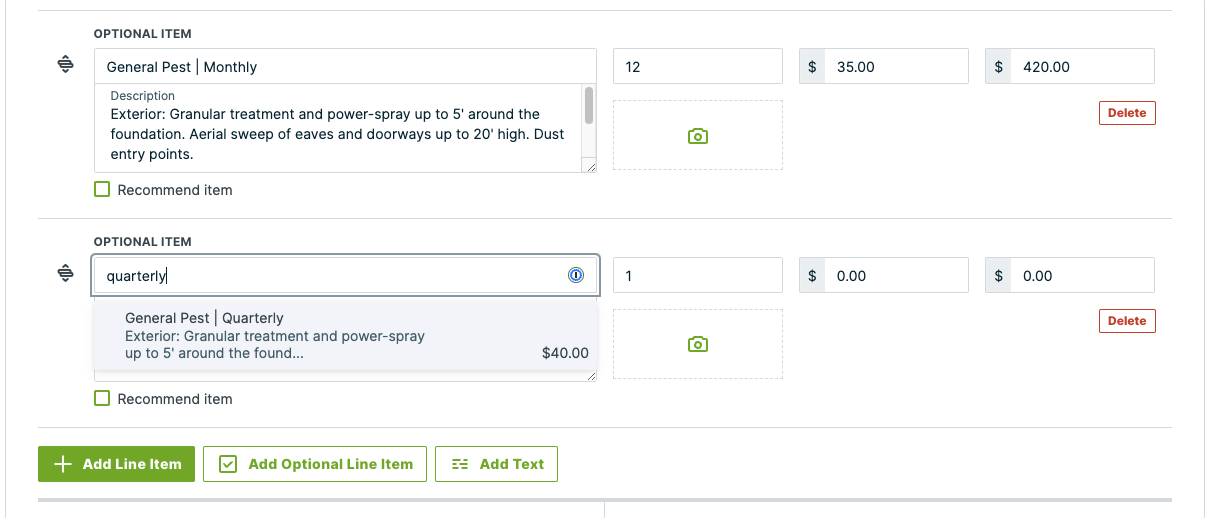Creating a pest control estimate in Jobber