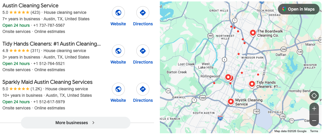 image of Google Ad with positive reviews
