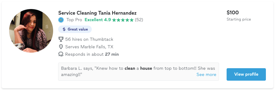 image of Thumbtack Cleaning Ad