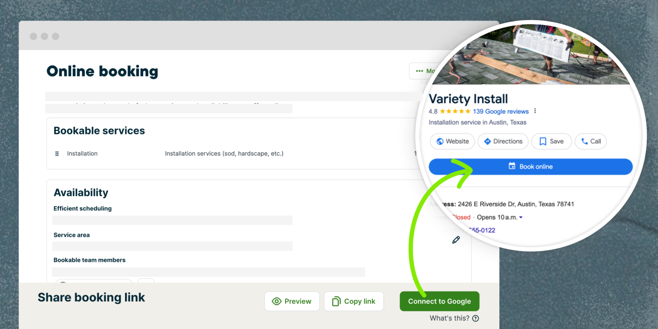 image of connecting online booking to Local Services Ads