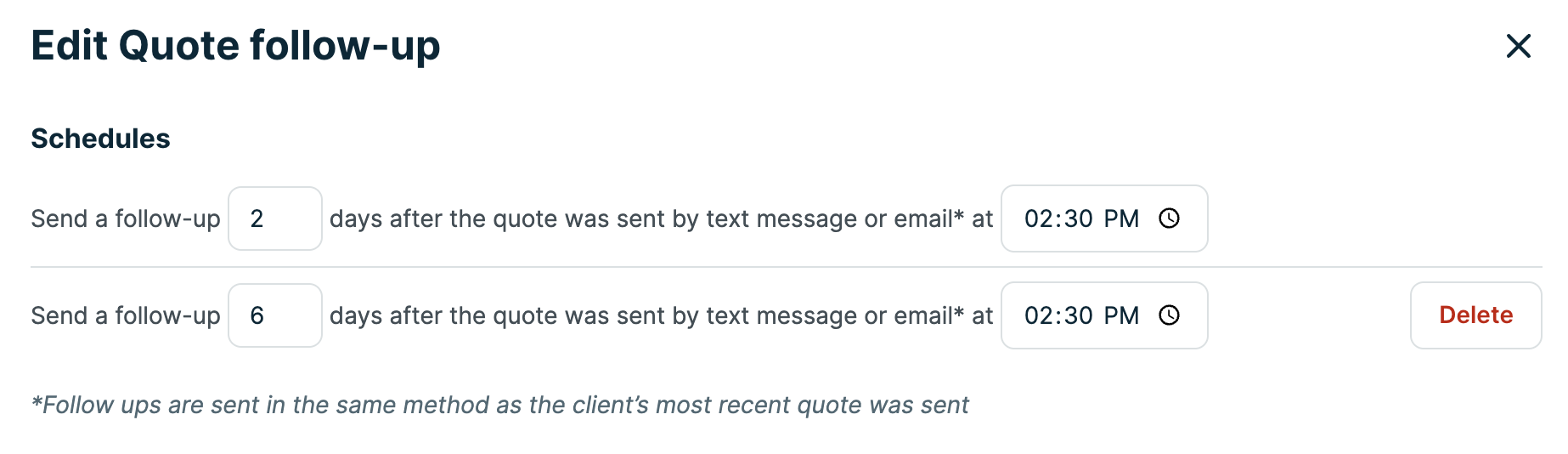 Jobber's follow-up scheduling feature makes it easier to follow up on quotes.
