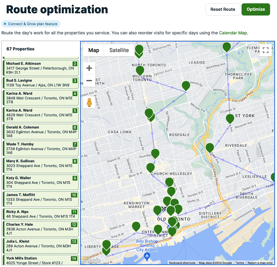 Route optimization in Jobber