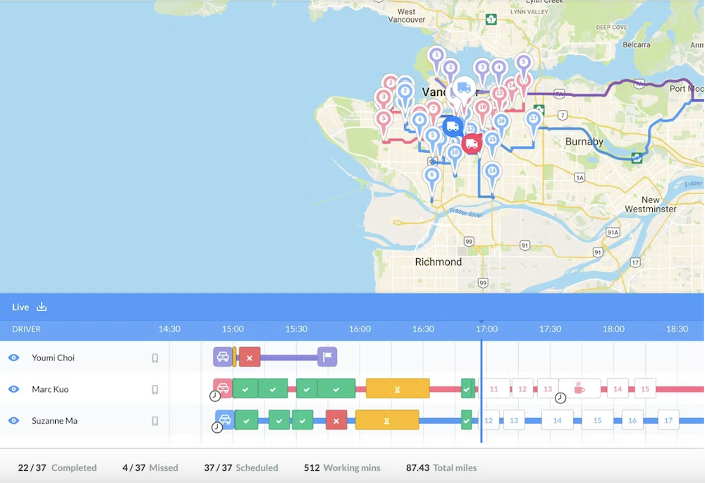 Routific route planner app