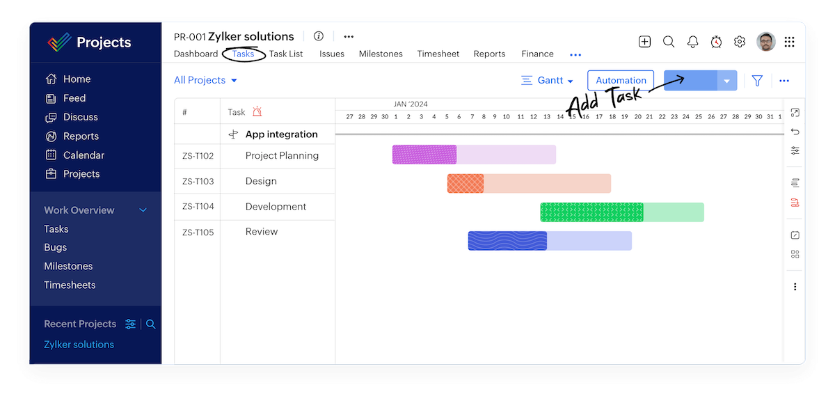 Zoho Projects CRM