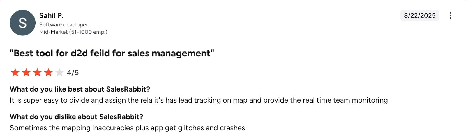 screenshot of Salesrabbit review