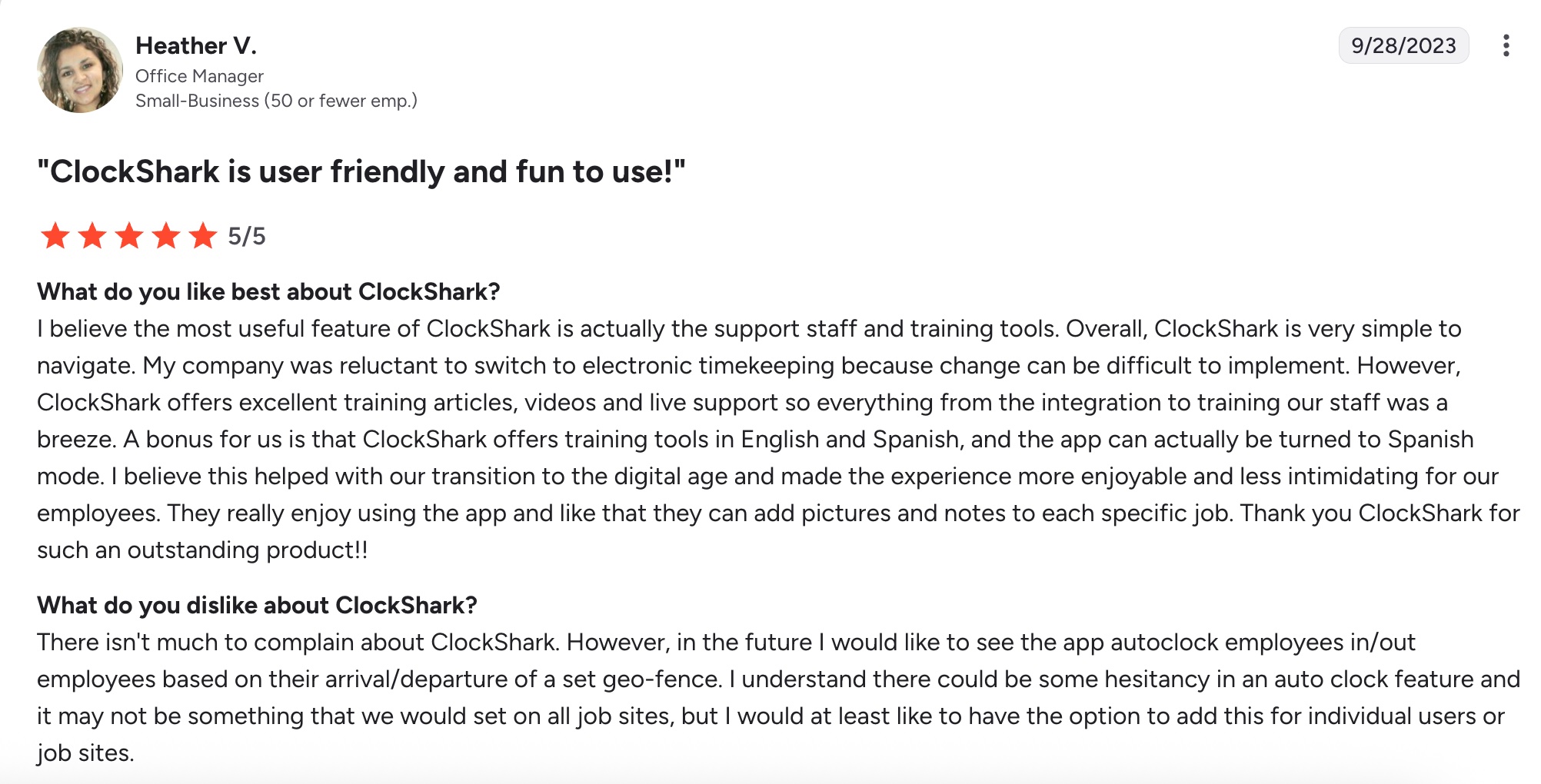 favorable Clockshark review
