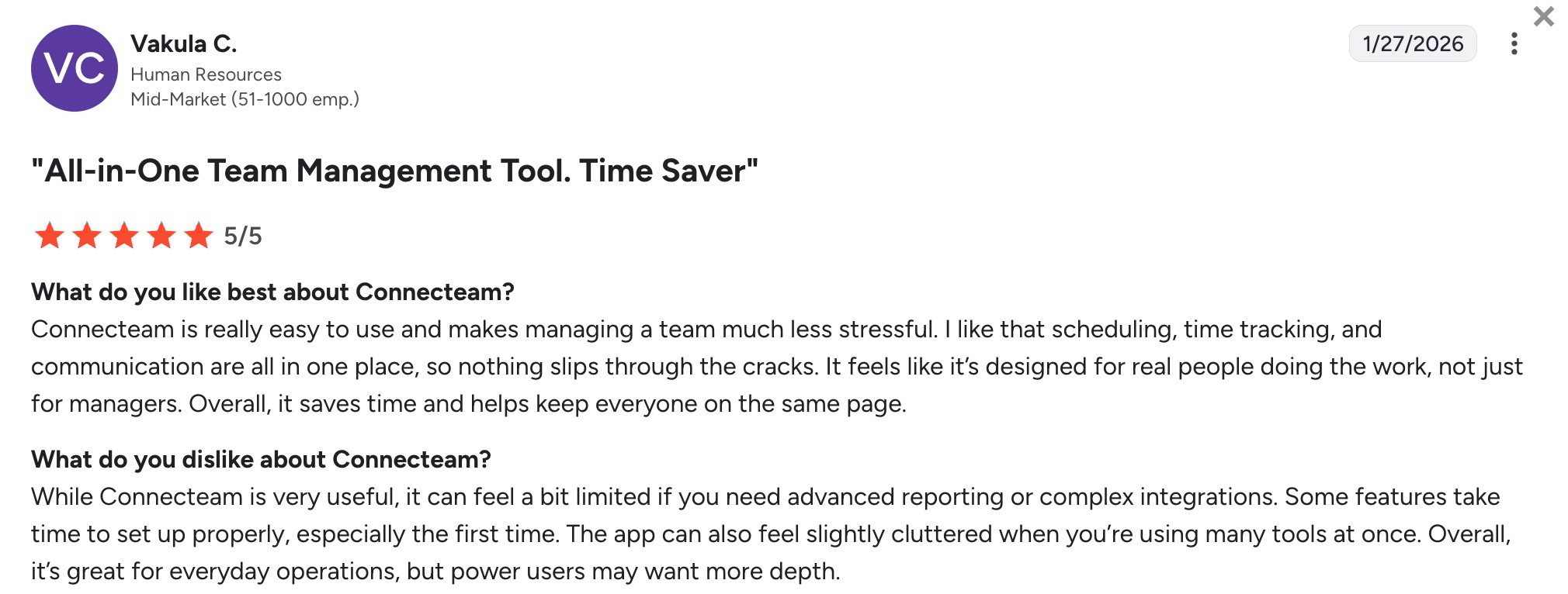 favorable Connecteam review