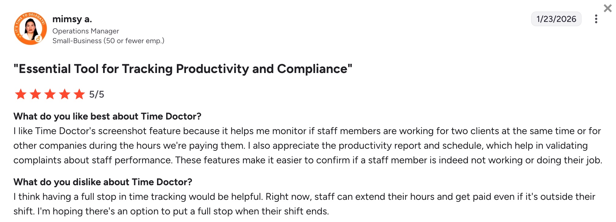 favorable Time Doctor review