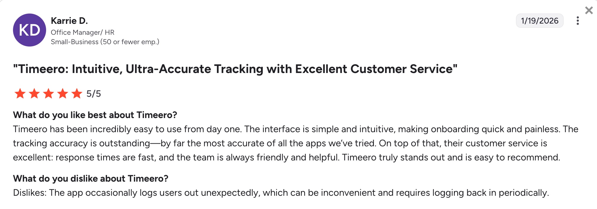 favorable Timeero review