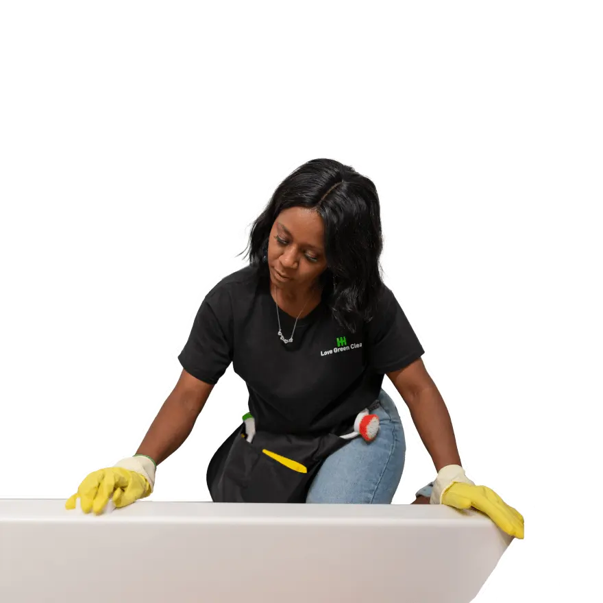 a woman wearing yellow gloves