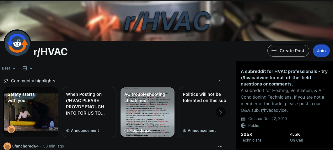 image of r/HVAC forum