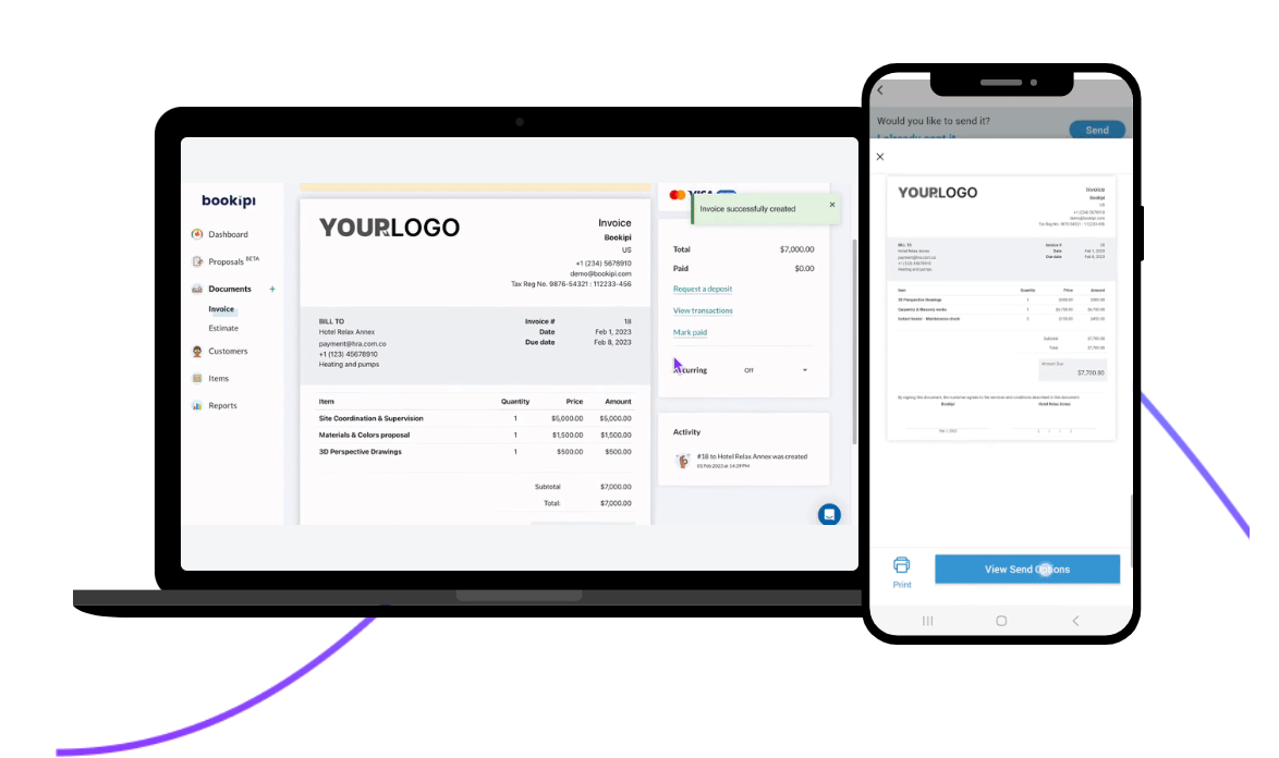 Bookipi desktop and mobile app screenshots