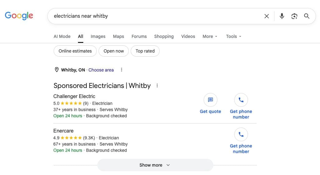 Google verified badge for electricians