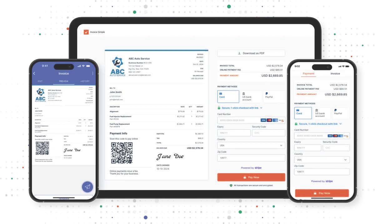 Invoice Simple invoicing app desktop and mobile view