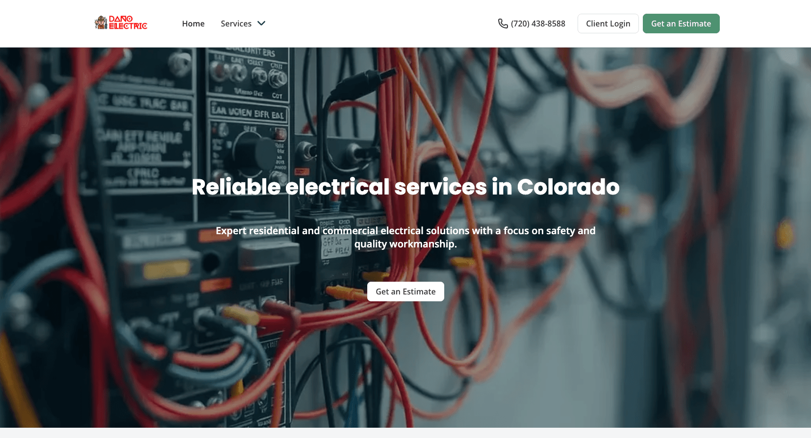 image of Dano Electric's website built with Jobber