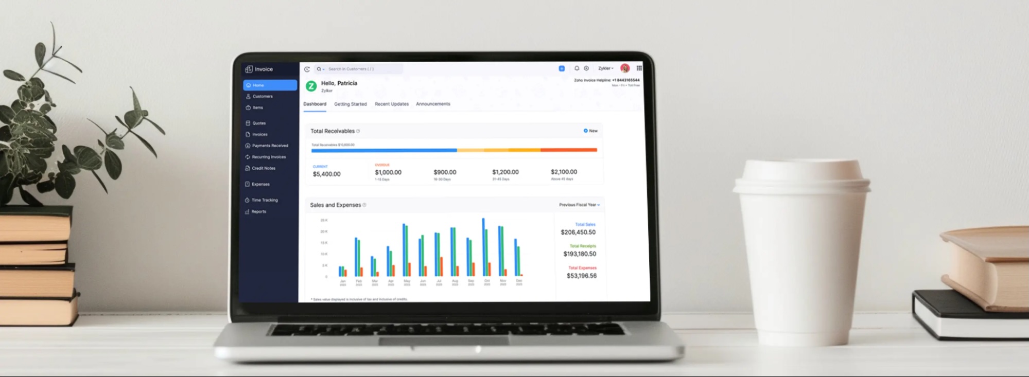 Zoho Invoice invoicing app desktop view