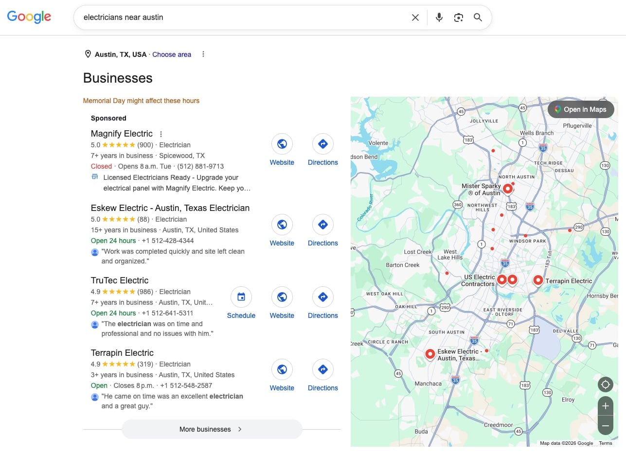 google local services ads for electricians