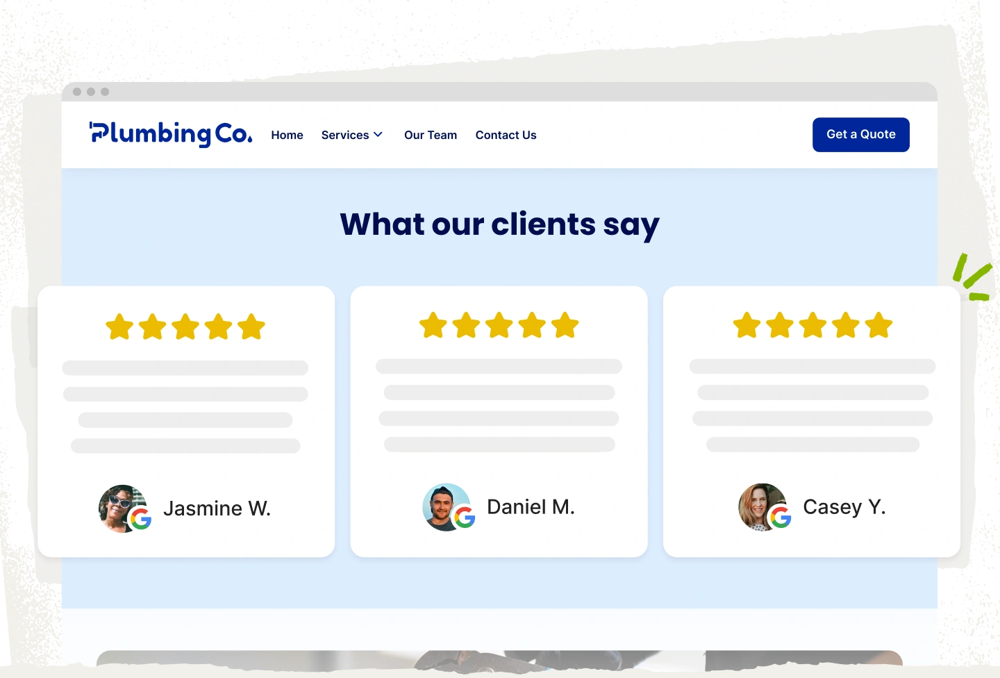 Connect your google business profile to your Jobber website to add reviews clients trust.