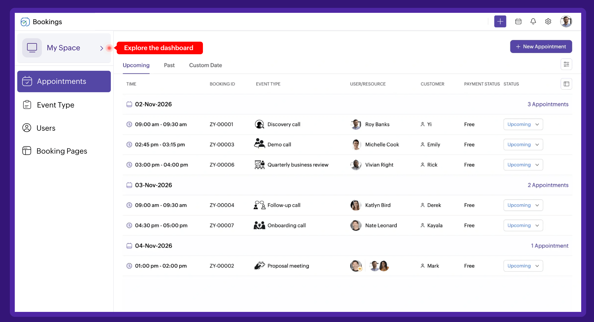 image of Zoho Booking scheduling software