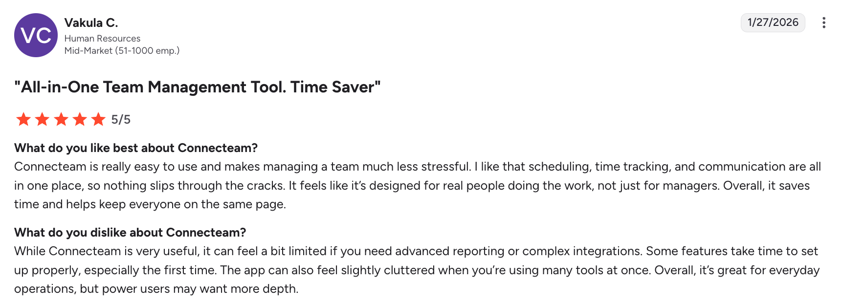 Favorable Connecteam review