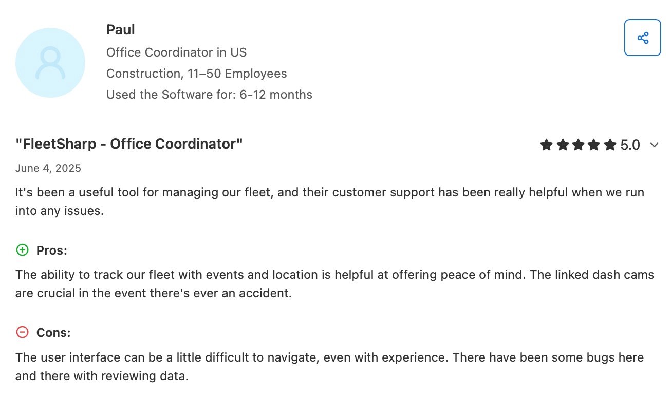 Favorable FleetSharp review