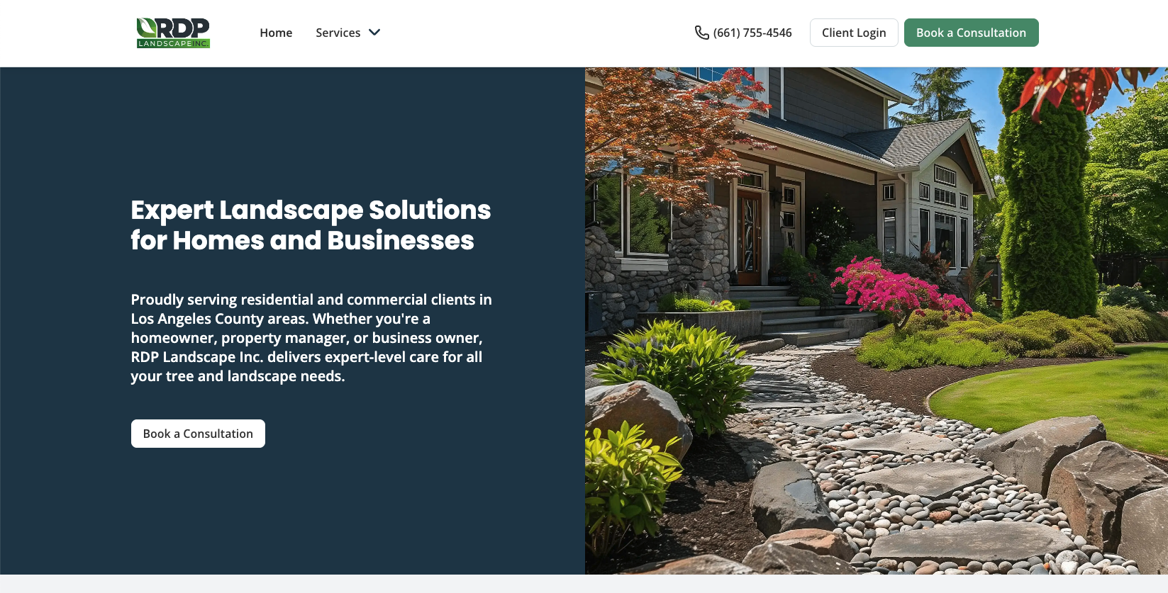 image of RDP Landscape Inc's website made with Jobber