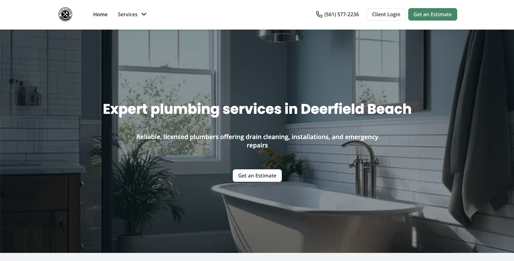 Image of Ez Fix Plumbing's website built with Jobber