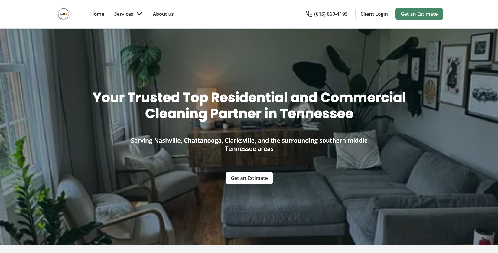 image of Davis Janitorial website built with Jobber