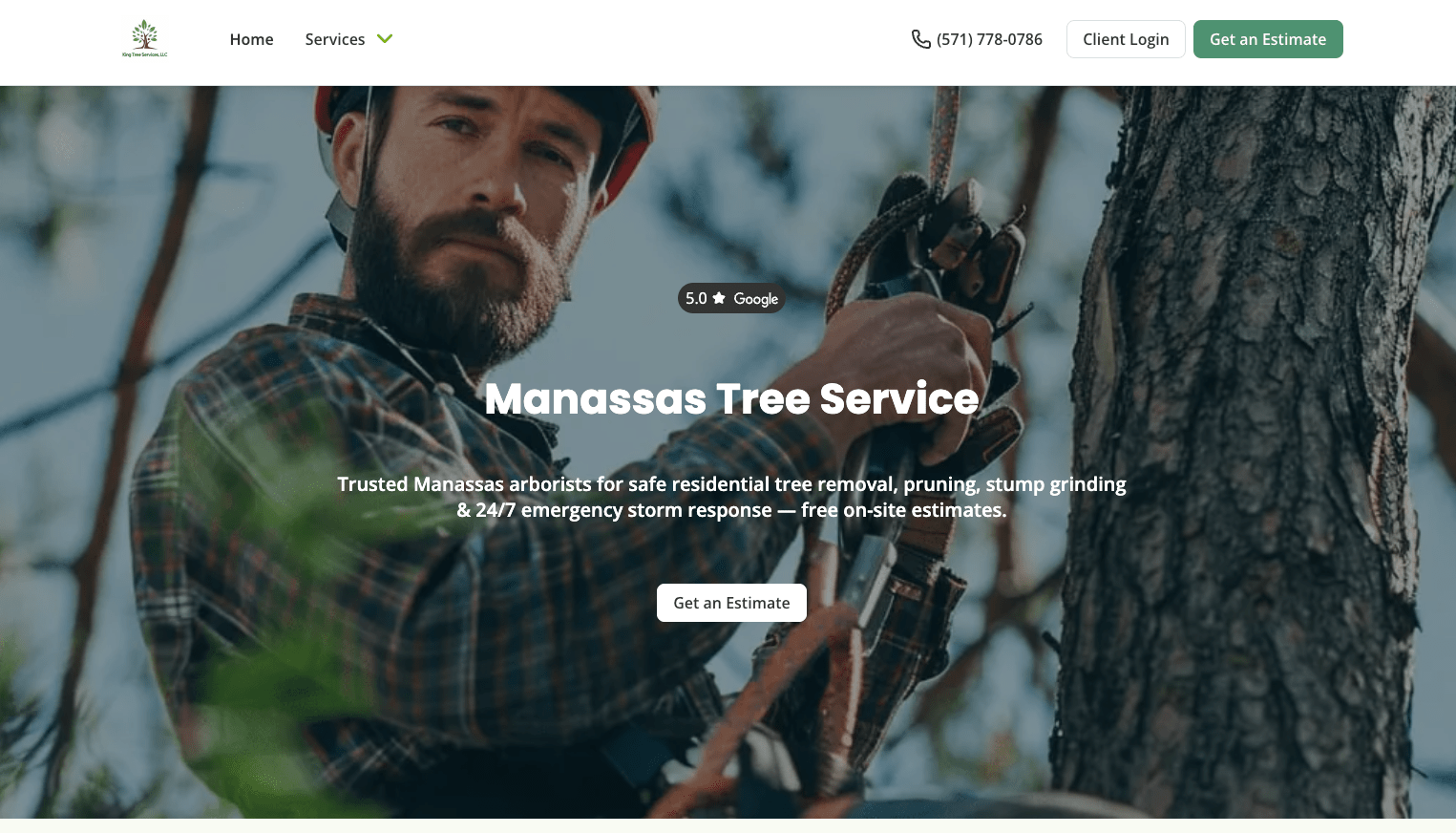 image of King Tree Service Website design built with Jobber