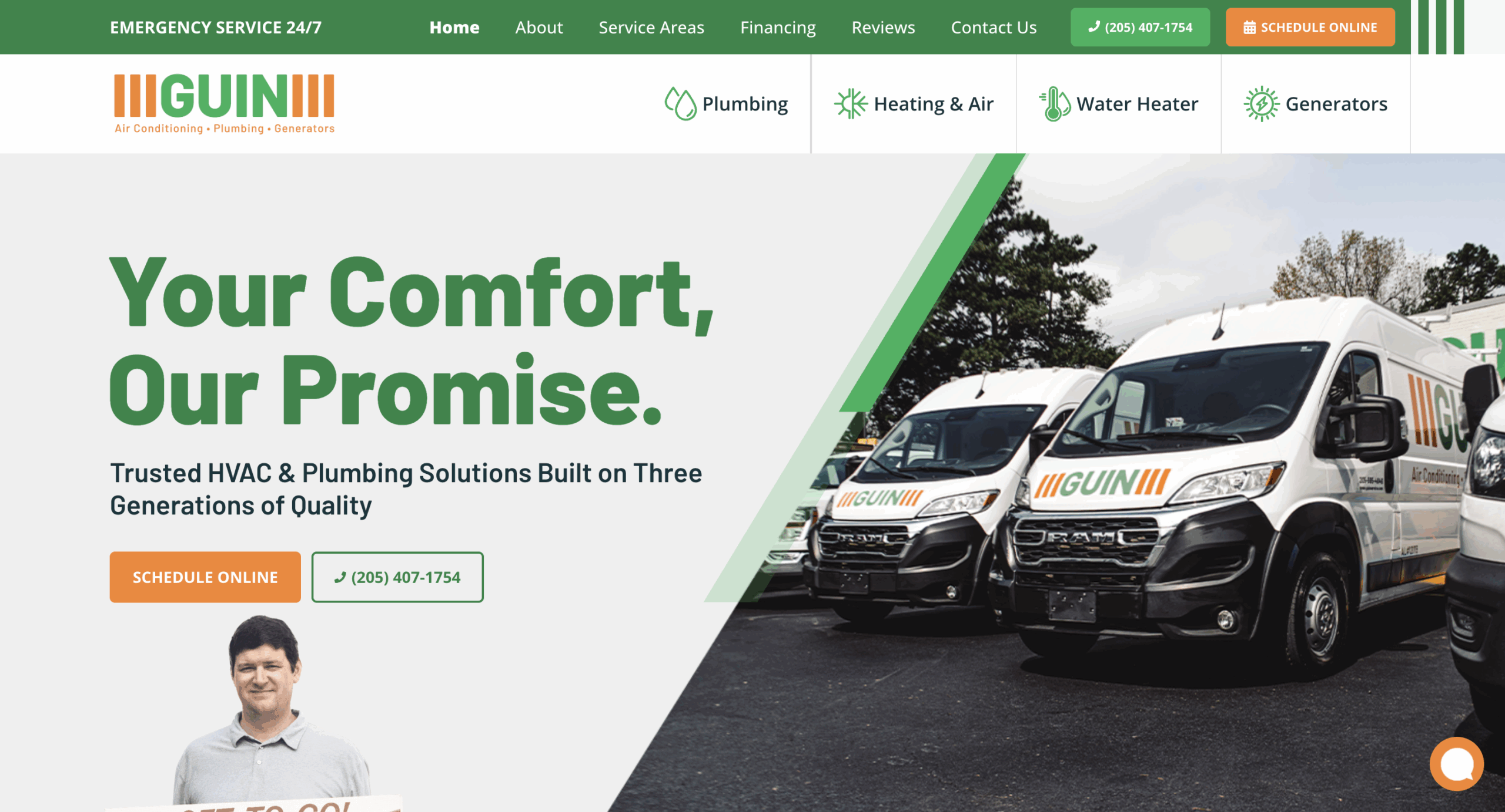 image of Guin Service's HVAC website