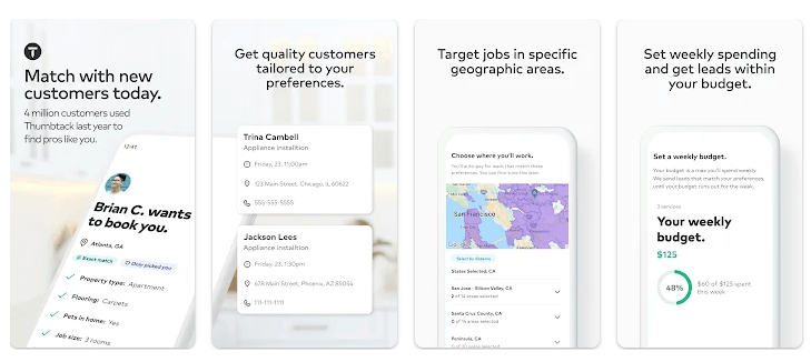 image of Thumbtack's app for pros