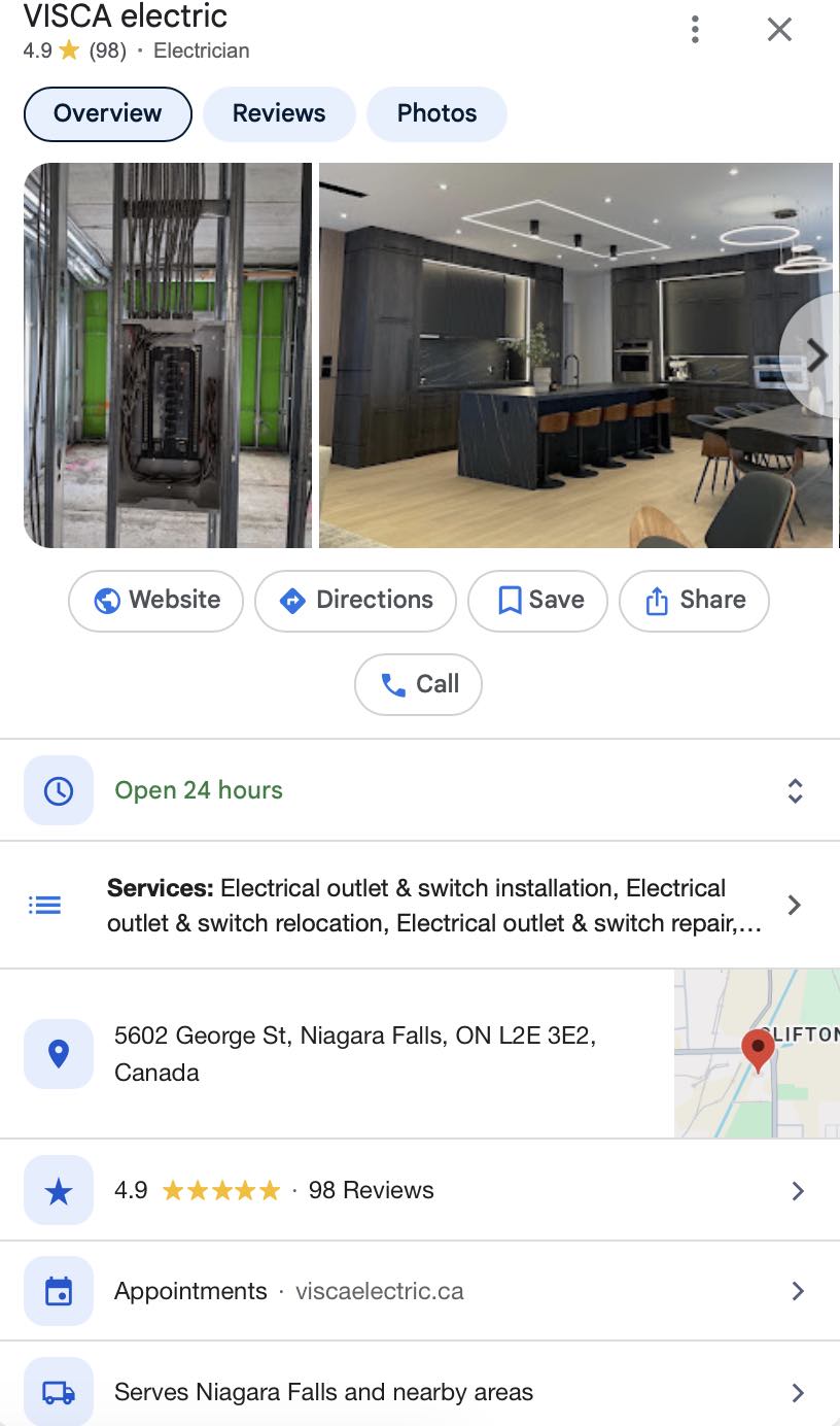 Google Business Profile for electrical company