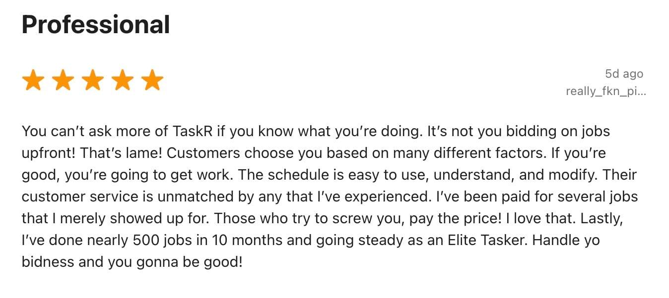Favorable TaskRabbit review