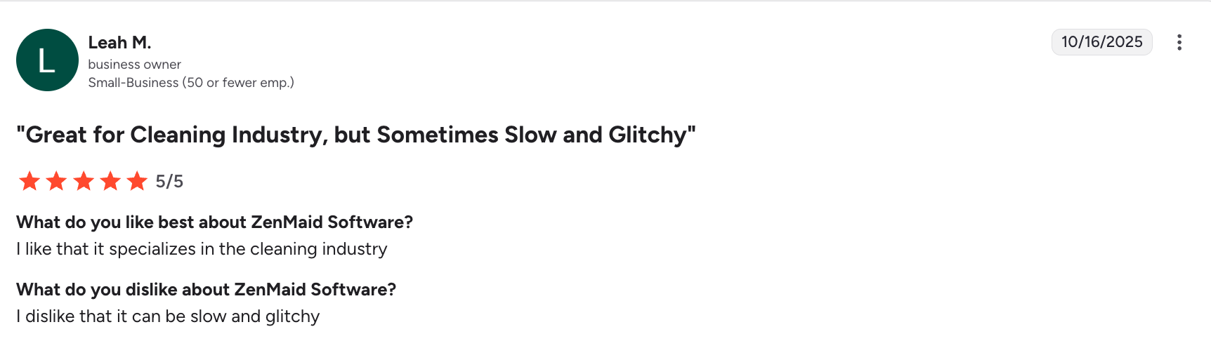 Favorable ZenMaid review