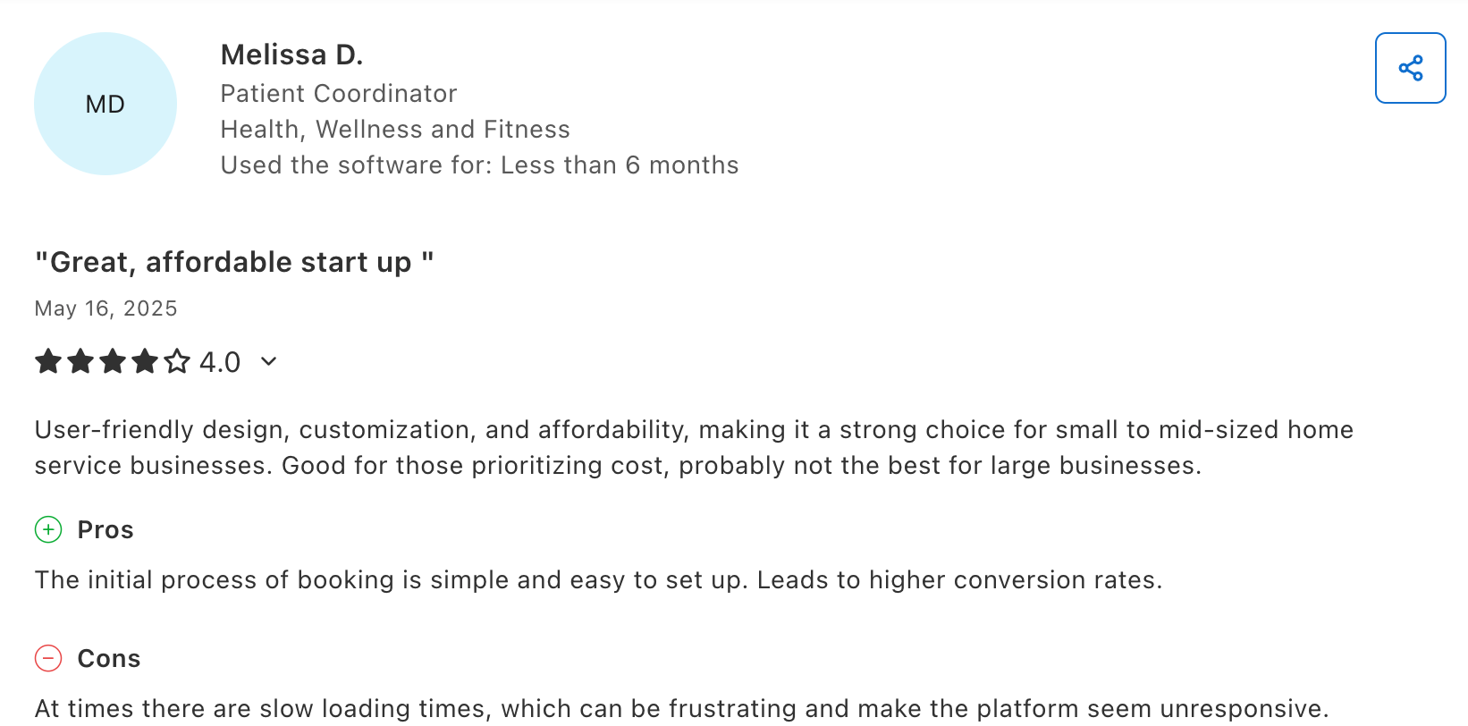 Favorable ZenBooker review