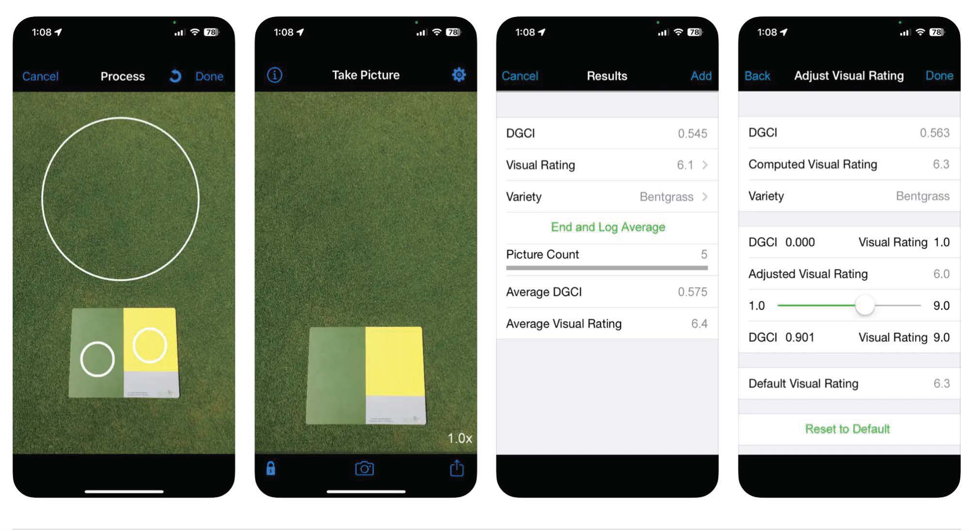 FieldScout GreenIndex+ Turf mobile app calculator interface