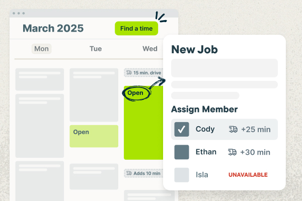 New schedule + Find a Time in Jobber