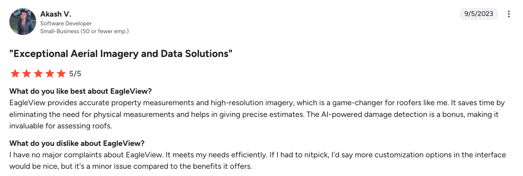 Favorable Eagleview review