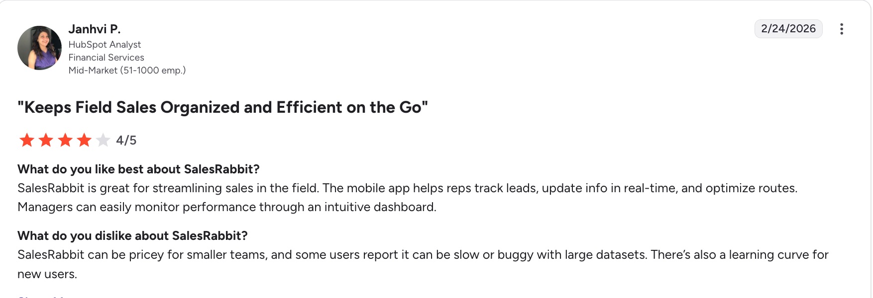 Favorable SalesRabbit review