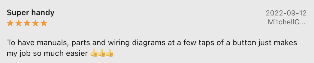 Favorable Bluon HVAC user review in Apple App Store