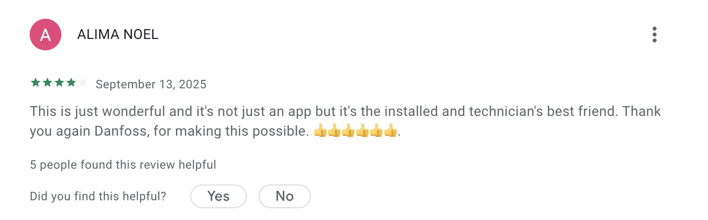 Favorable Ref Tools user review from Google Play store.