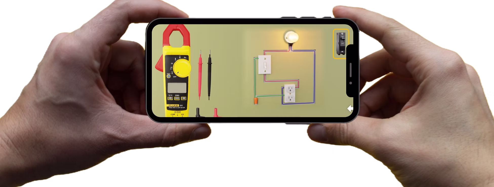 Photo of hands holding a phone with the SkillCat app