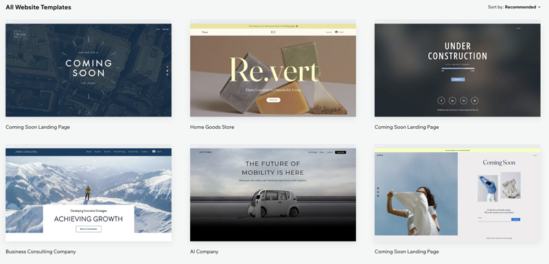 image of Wix website builder templates