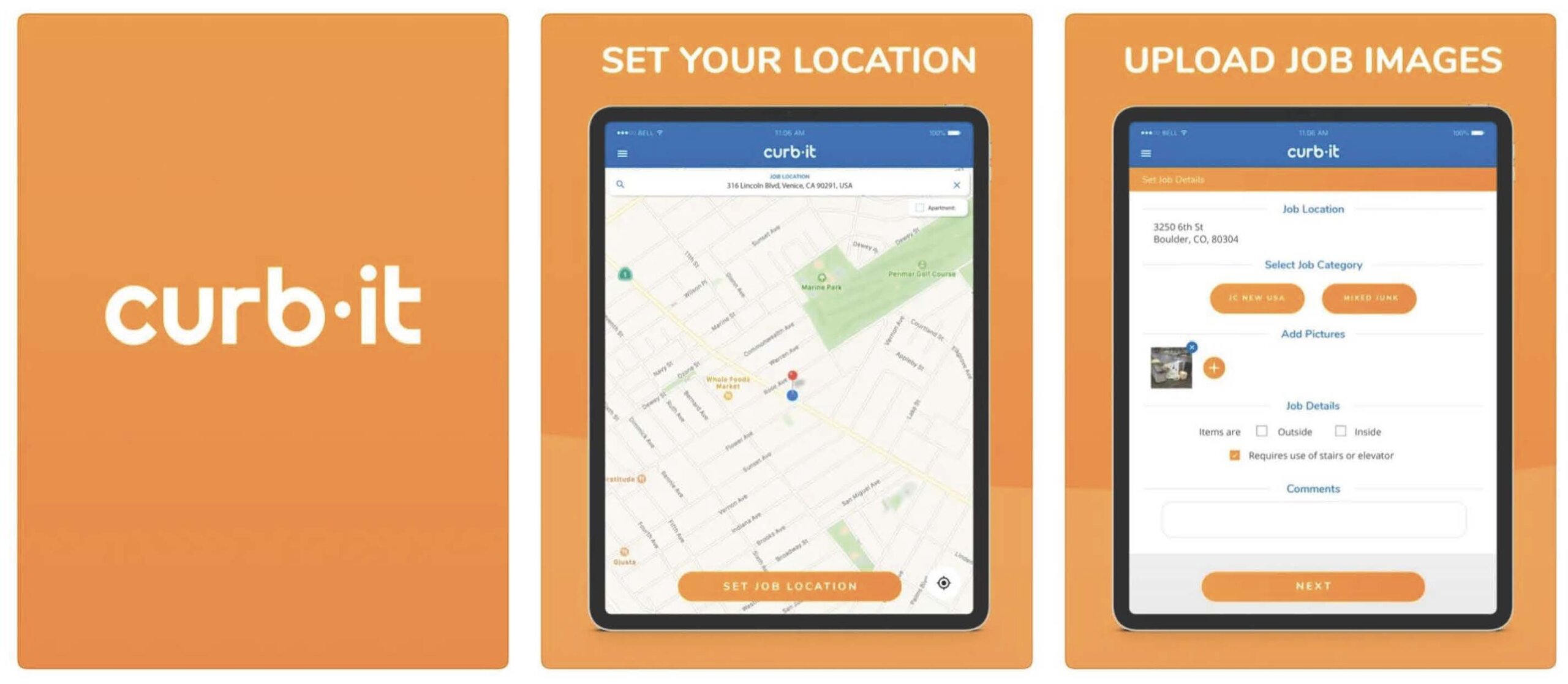 Curb-It junk removal app mobile preview