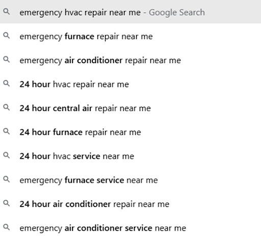 Using Google's autocomplete to help do keyword research for local SEO.
