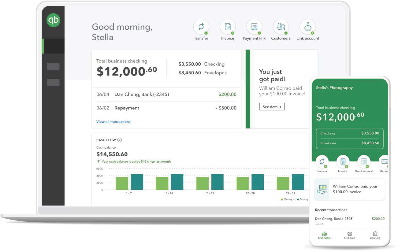 QuickBooks Online accounting app desktop and mobile preview